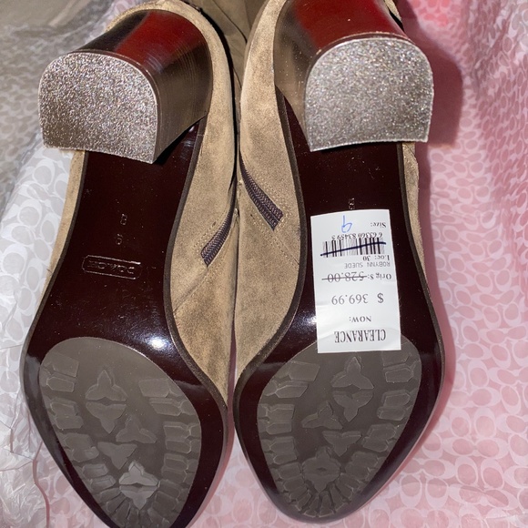 NIB Coach A7284 Suede Robynn Heeled Boots in Flint Goldtone Hardware Sz 9 $528 - Picture 7 of 10